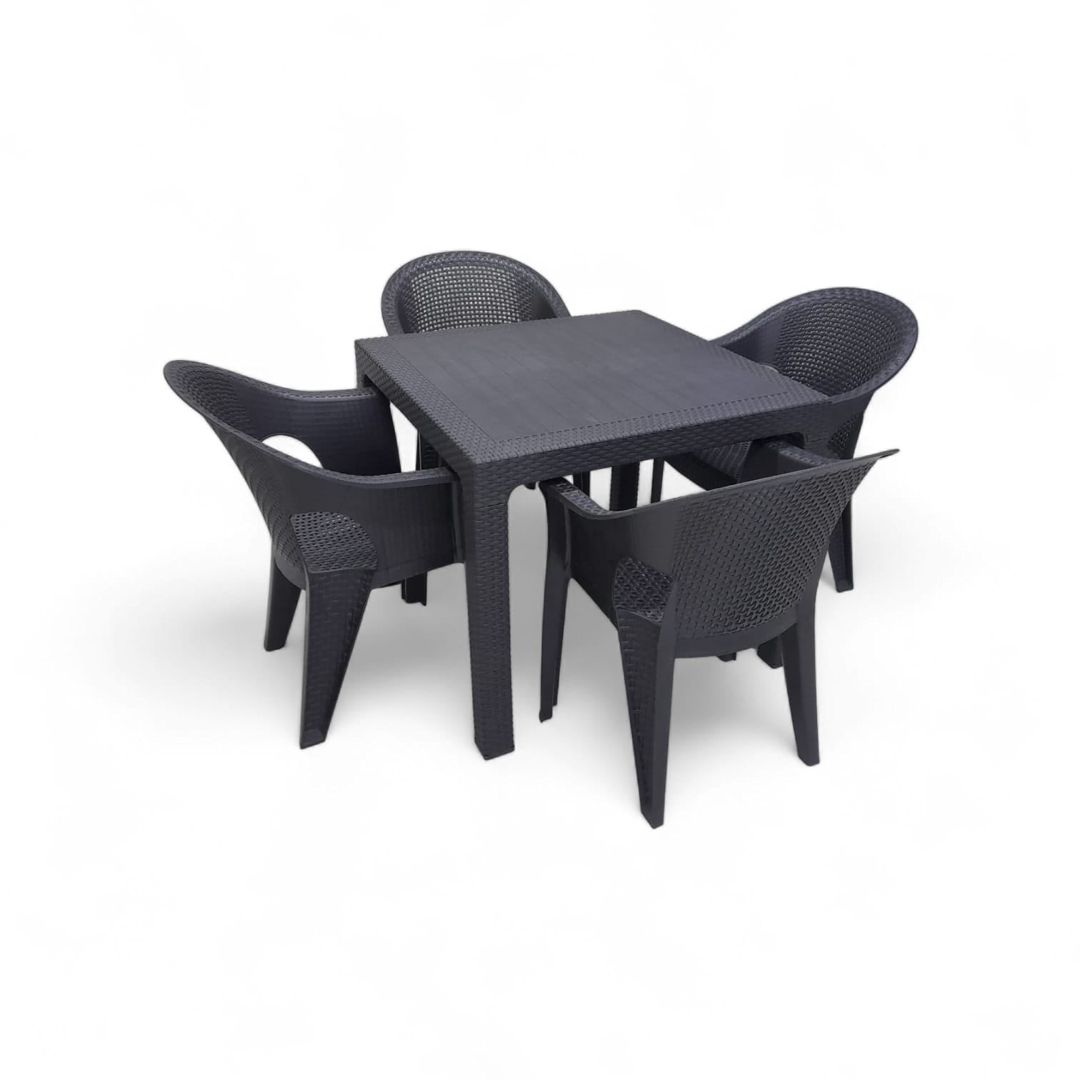 Bağ üçün mebel dəsti (masa + oturacaq), bambuk/plastik, qəhvəyi, 5 parça — Mallar, Bakı (2)
