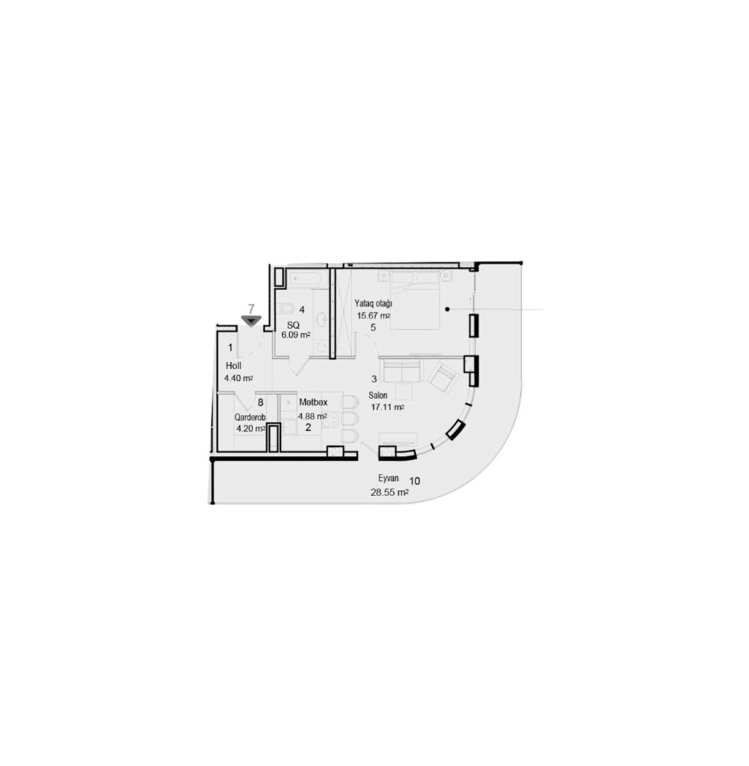 Satılır 2 otaqlı yeni tikili 89 m² — Mənzil, Bakı (8)