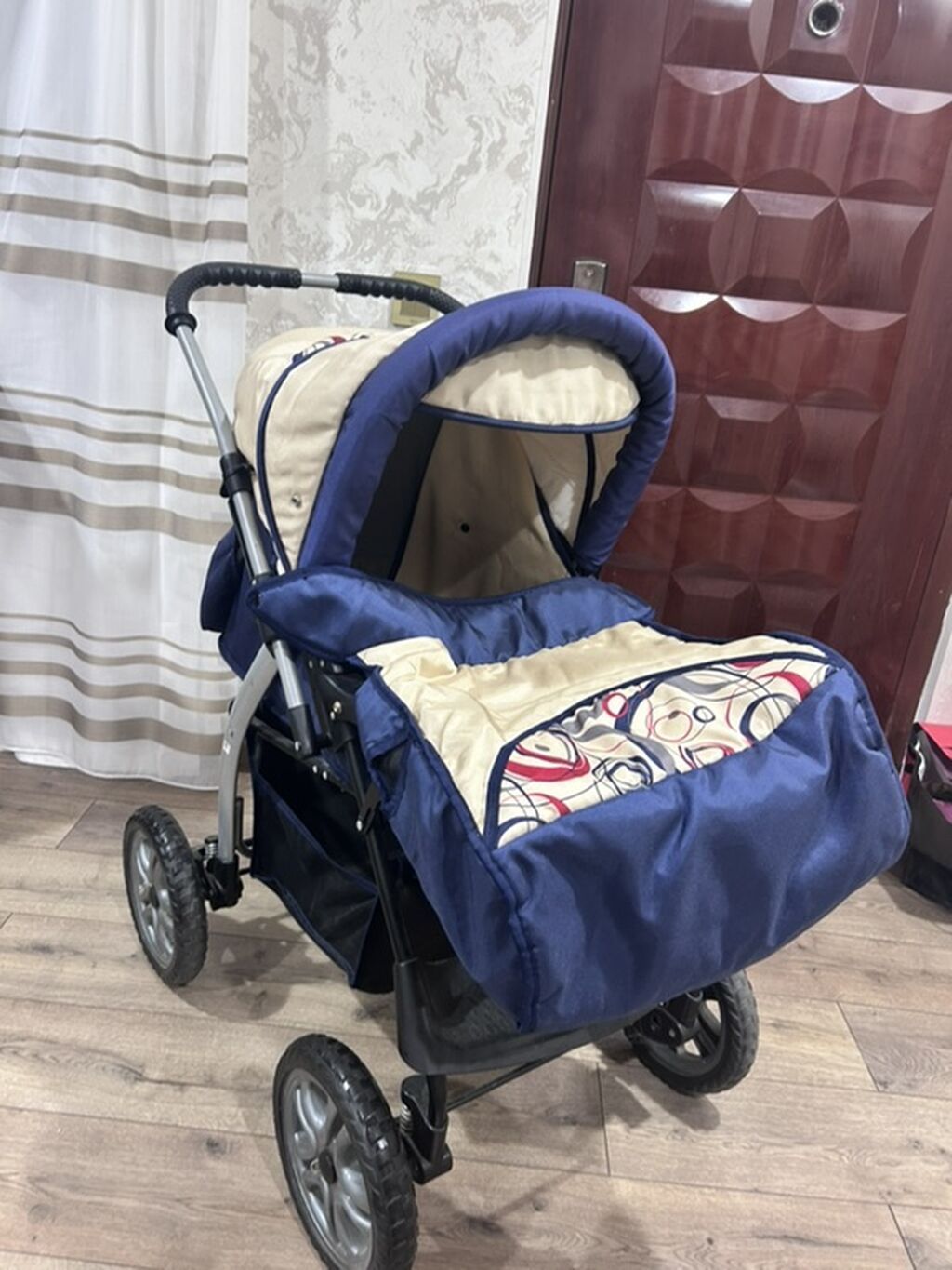 Uşaq arabası – çoxfunksiyalı, rahat və praktik model - Rəng: göy/krem — Arabalalar, Bakı (7)