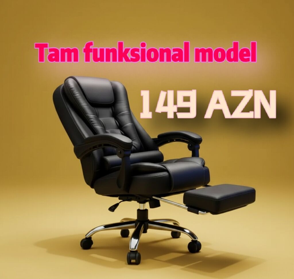 Yeni, Təkərli, Qolları tənzimlənmir, Süni dəri — Ofis mebeli, Bakı