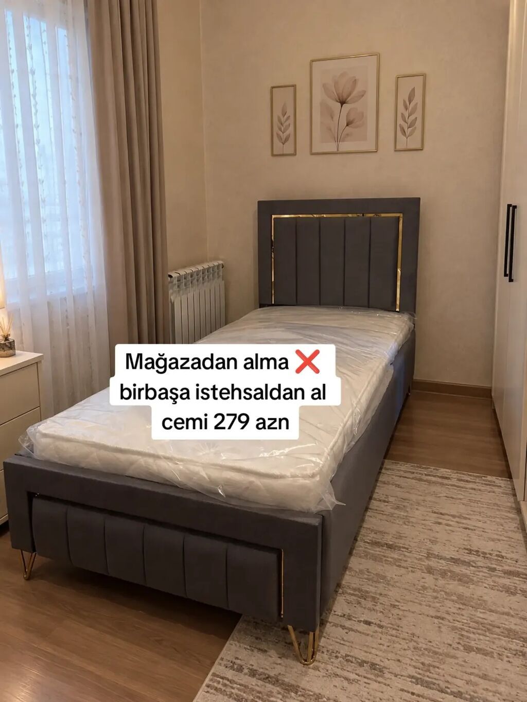 Yeni, Təknəfərlik çarpayı, Bazasız, Matras ilə, Siyirməsiz — Yataqlar, Bakı