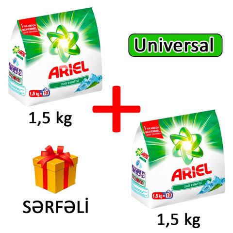 Yuyucu toz Ariel Mountain Breeze, universal, avtomat, 1.5 + 1.5 kq, 2 əd — Bakı