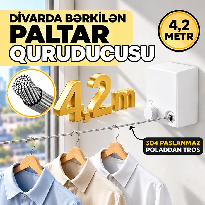 Ağıllı çıxarılan paltar quruducusu: Evinizdə maksimum boş məkan — Mallar, Bakı (2)