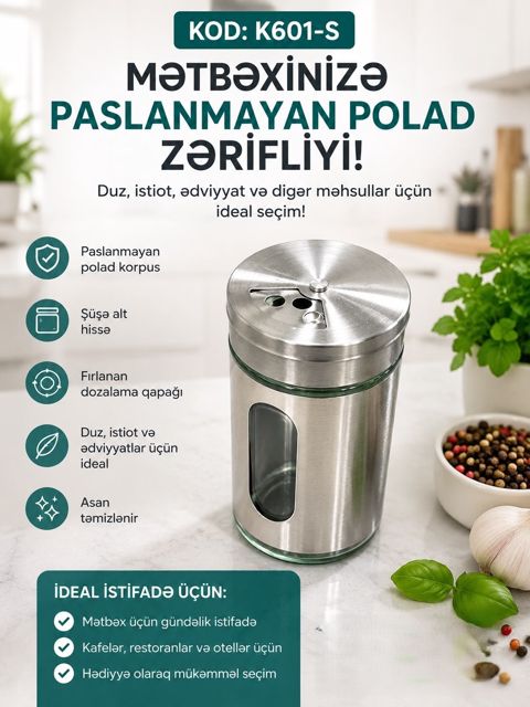 Duzqabı, şüşə/metal, gümüşü, 110 ml — Bakı