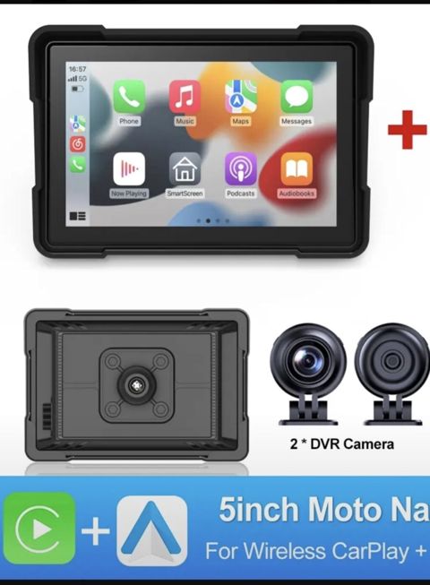 Motosiklet üçün 5 düymlük CarPlay/Android Auto naviqasiya sistemi + 2x — Digah
