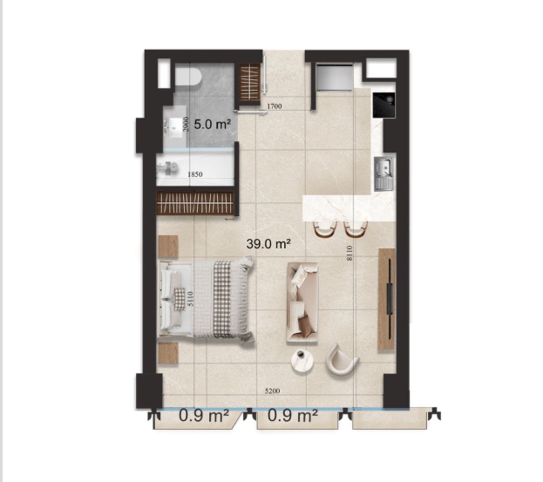 Satılır 1 otaqlı yeni tikili 53.3 m² — Mənzil, Bakı (8)