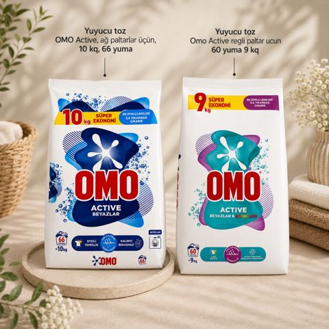 Yuyucu toz Omo Active ağ paltarlar üçün 10 kq + Omo Active Rəngli paltarlar üçün 9 kq — Bakı