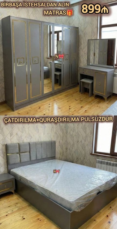 İkinəfərlik çarpayı, Dolab, Termo, 2 tumba, Yeni — Bakı