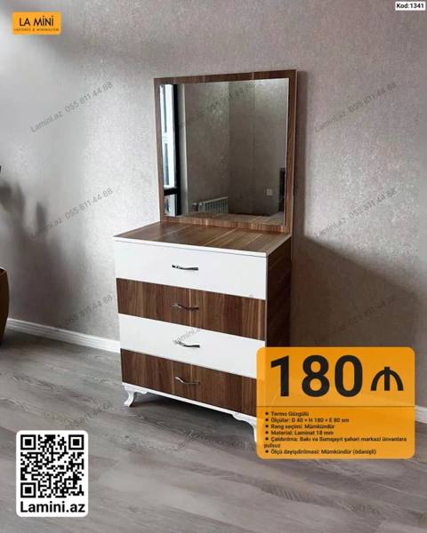 Kod: 1341 Termo güzgülü komod - Ölçülər: D 40 H 180 E 80 sm — Баку