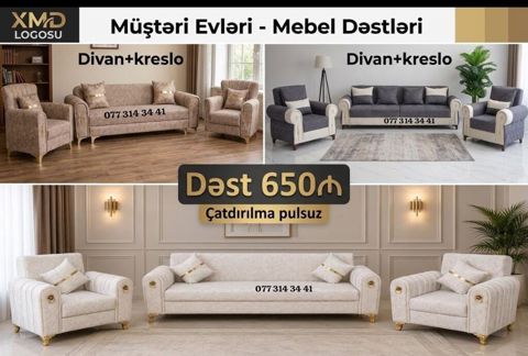 Müştəri Evləri – Mebel Dəstləri Divan + kreslo kombinasiyaları: - 3 — Bakı