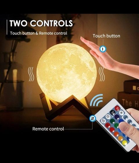 Uşaq gecə lampası Amore 3D Ay dizaynlı, musiqili, Bluetooth, RGB işıqlı, 15 sm - ALF002 — Bakı