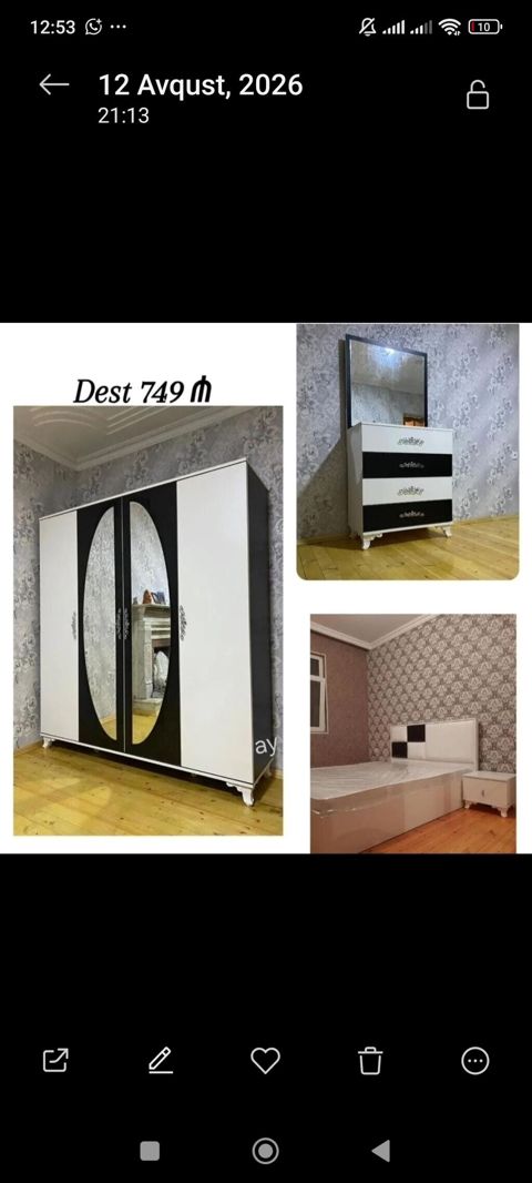 Yataq otağı mebel dəsti – 749 Tərkibi: - 4 qapılı şkaf: ortada iki — Bakı