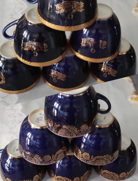 Çay dəsti, rəng - Göy, Keramika, 6 nəfərlik, Ssri — Bakı