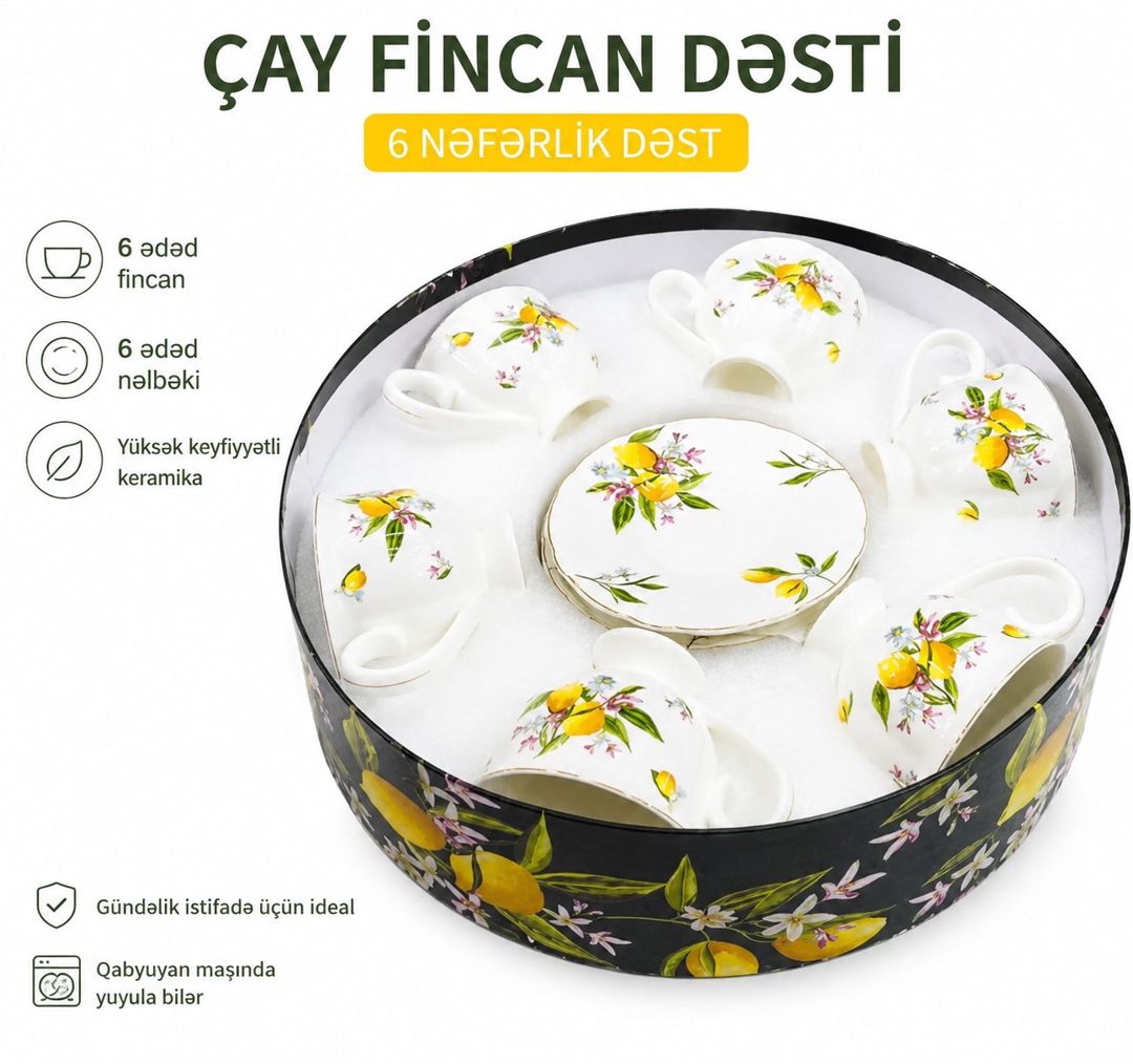 Çay dəsti Danny Home, keramika, rəngbərəng, 250 ml, 12 əd — Mallar, Bakı