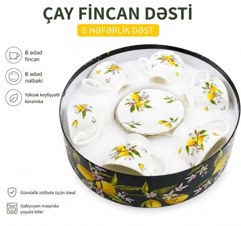 Çay dəsti Danny Home, keramika, rəngbərəng, 250 ml, 12 əd — Bakı