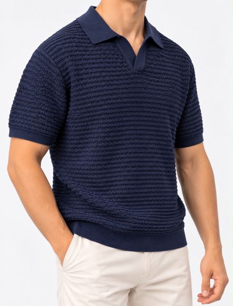 Kişilər üçün qısaqollu polo 14039776, göy, pambıq, ölçü M — Bakı