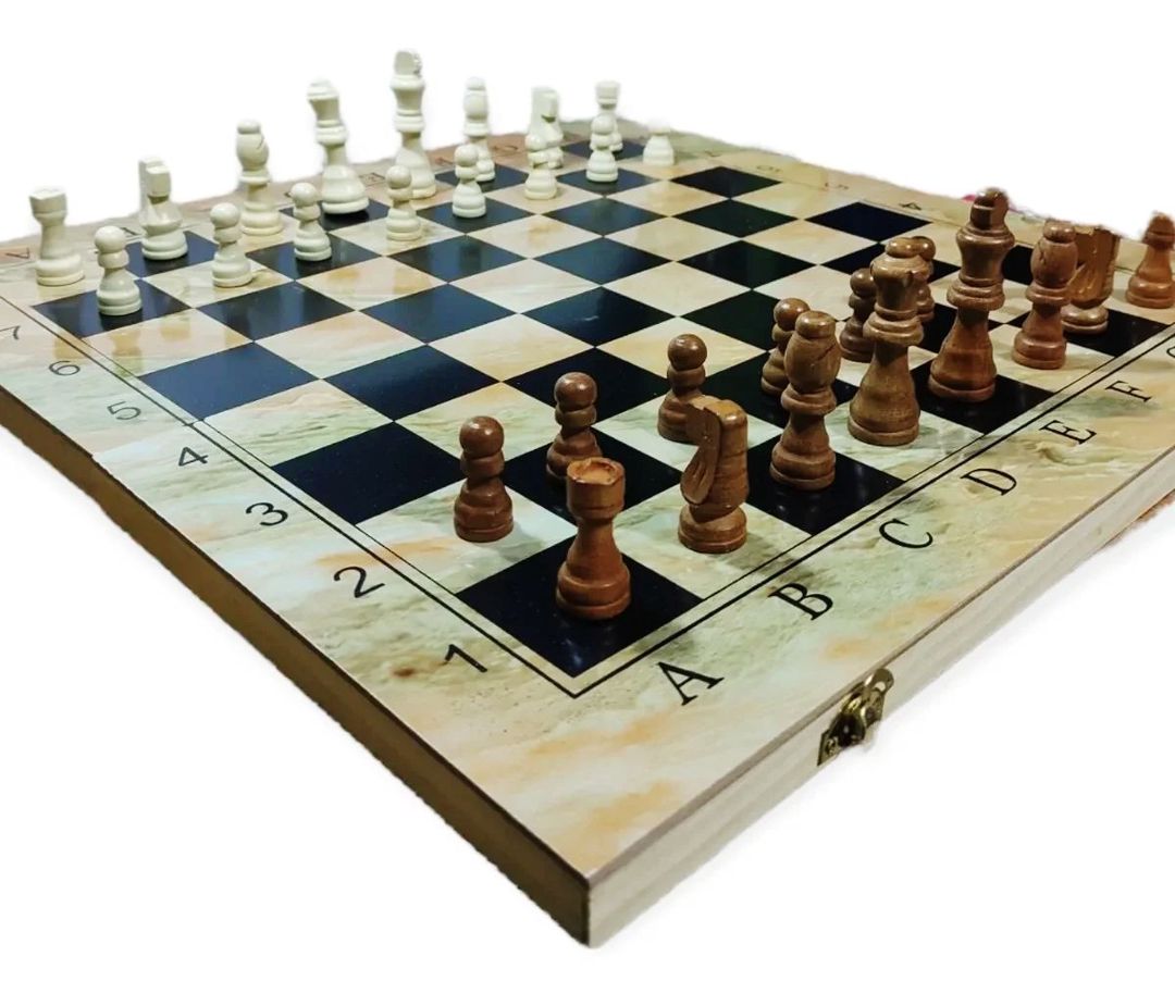 Şahmat + dama + nərd (3-ü 1-də), taxta, bej, 35x35 sm — Mallar, Bakı (2)