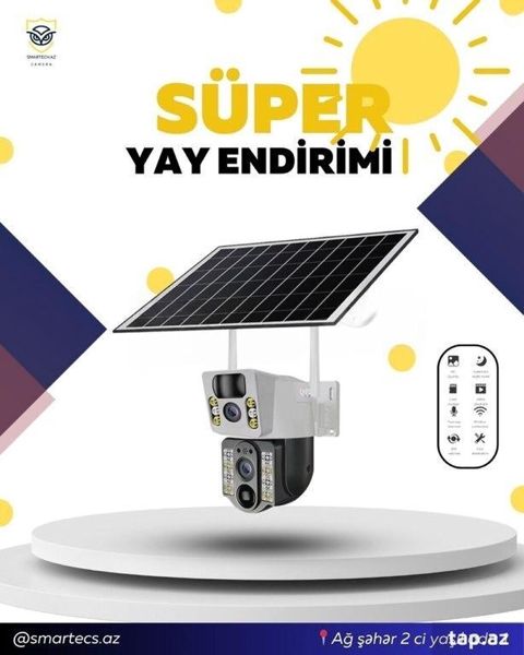 Günəş panelli 4G kamera 2 lensli V380 markasının 2 lensli 4G günəş — Bakı