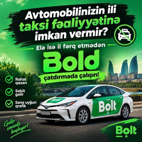 Taksi sürücüsü tələb olunur, Avtomobilin icarəsi, Gündəlik ödəniş, Təcrübəsiz — Bakı