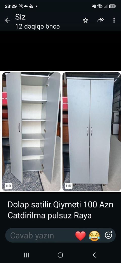 İki qapılı dolab - Rəng: boz - Materiaal: Mdf/ldsp tipli laminat — Sumqayıt