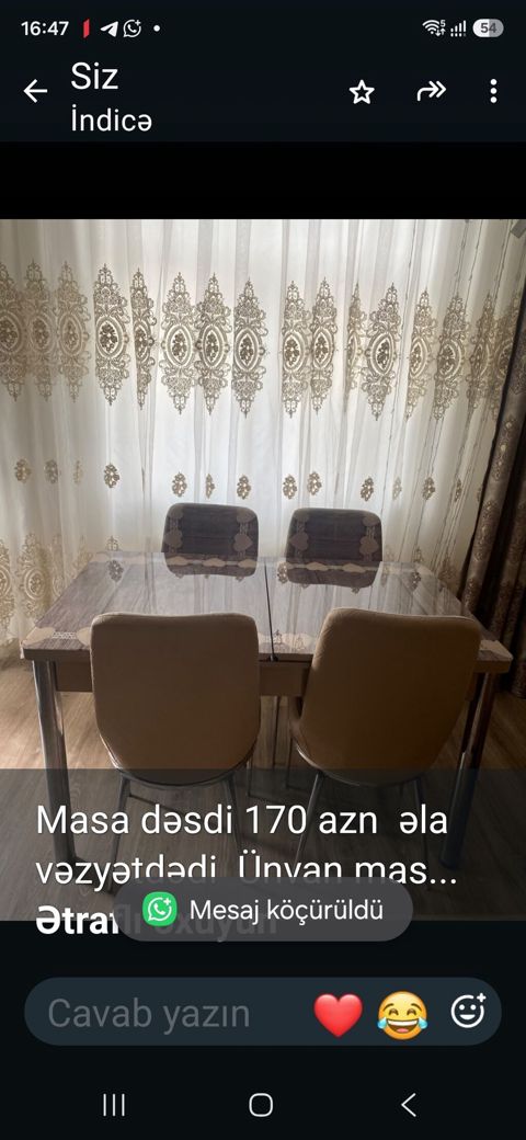 Masa dəsdi 170 azn əla vəzyətdədi Ünvan masazır qurtuluş 93 0782md — Bakı