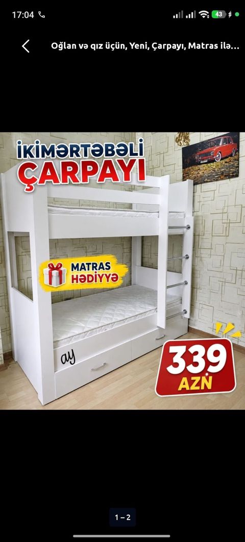 Oğlan və qız üçün, Yeni, Çarpayı, Matras ilə, Siyirməli — Digah