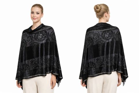 Klassik vilyur şərf naxışlı, 70x170 sm, qara — Bakı