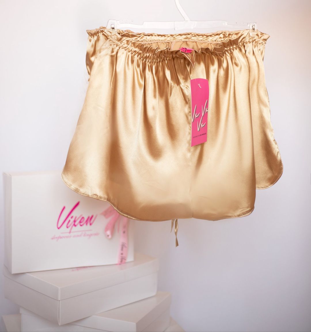 Qadınlar üçün Şortlu pijama dəsti Vixen 2301167000000, qızılı, satin, ölçü S — Mallar, Bakı (2)