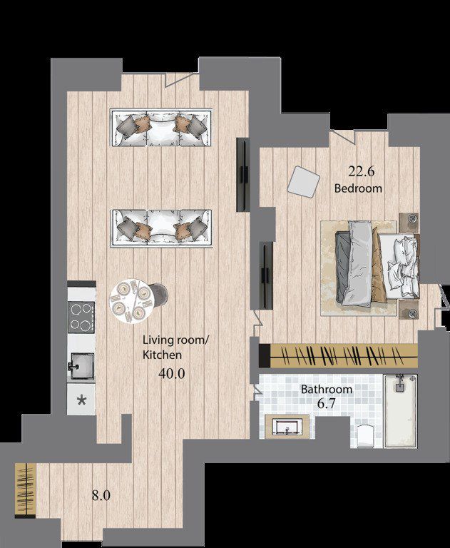 Satılır 2 otaqlı yeni tikili 92.6 m² — Mənzil, Bakı (6)