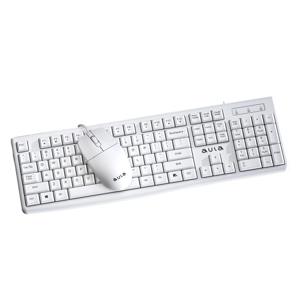 Aula AC105 White Wired Keyboard Mouse Combo — Mallar, Bakı