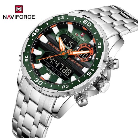 Kişi qol saatı Naviforce 4125 Green/Silver — Bakı