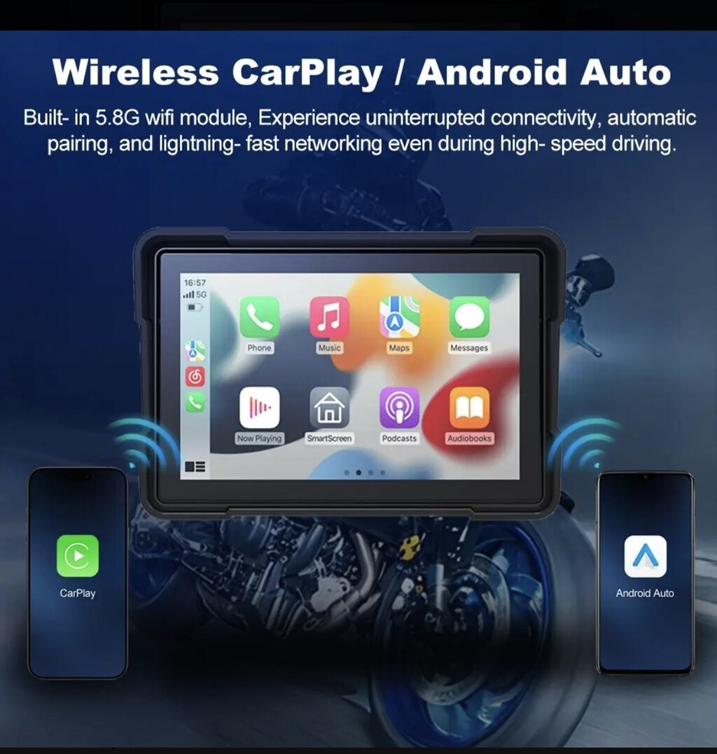 Motosiklet üçün 5 düymlük CarPlay/Android Auto naviqasiya sistemi + 2x — GPS navigatorları, Digah (4)