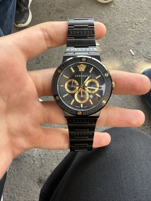 Versace kişi qol saatı – qara/gızılı dizayn - Brend loqolu qara metal — Bakı