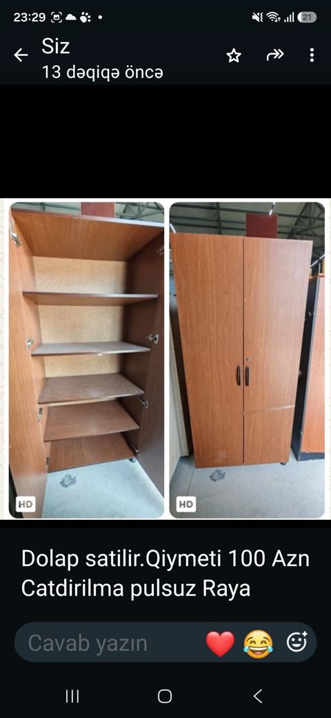 İki qapılı taxta dolab - Material: laminat/LDSP taxta - Rəng: açıq — Sumqayıt