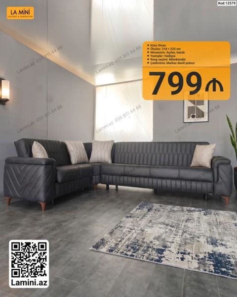 LA Mını brendindən Künc Divan - Model: Künc divan (açılan, bazalı — Bakı