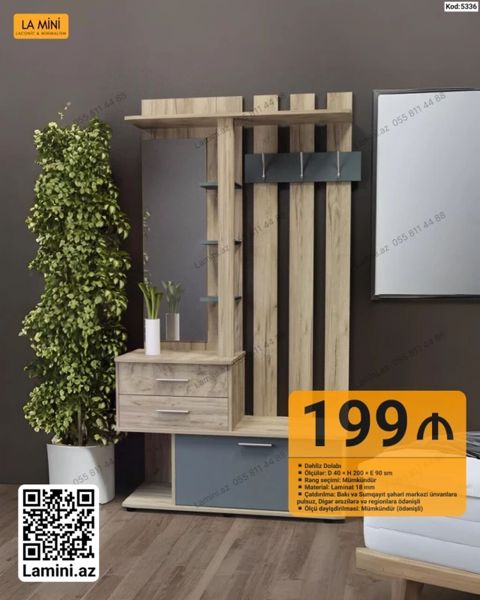 Dəhliz dolabı – La Mini dizaynı - Model kodu: 5336 - Ölçülər: D 40 — Bakı