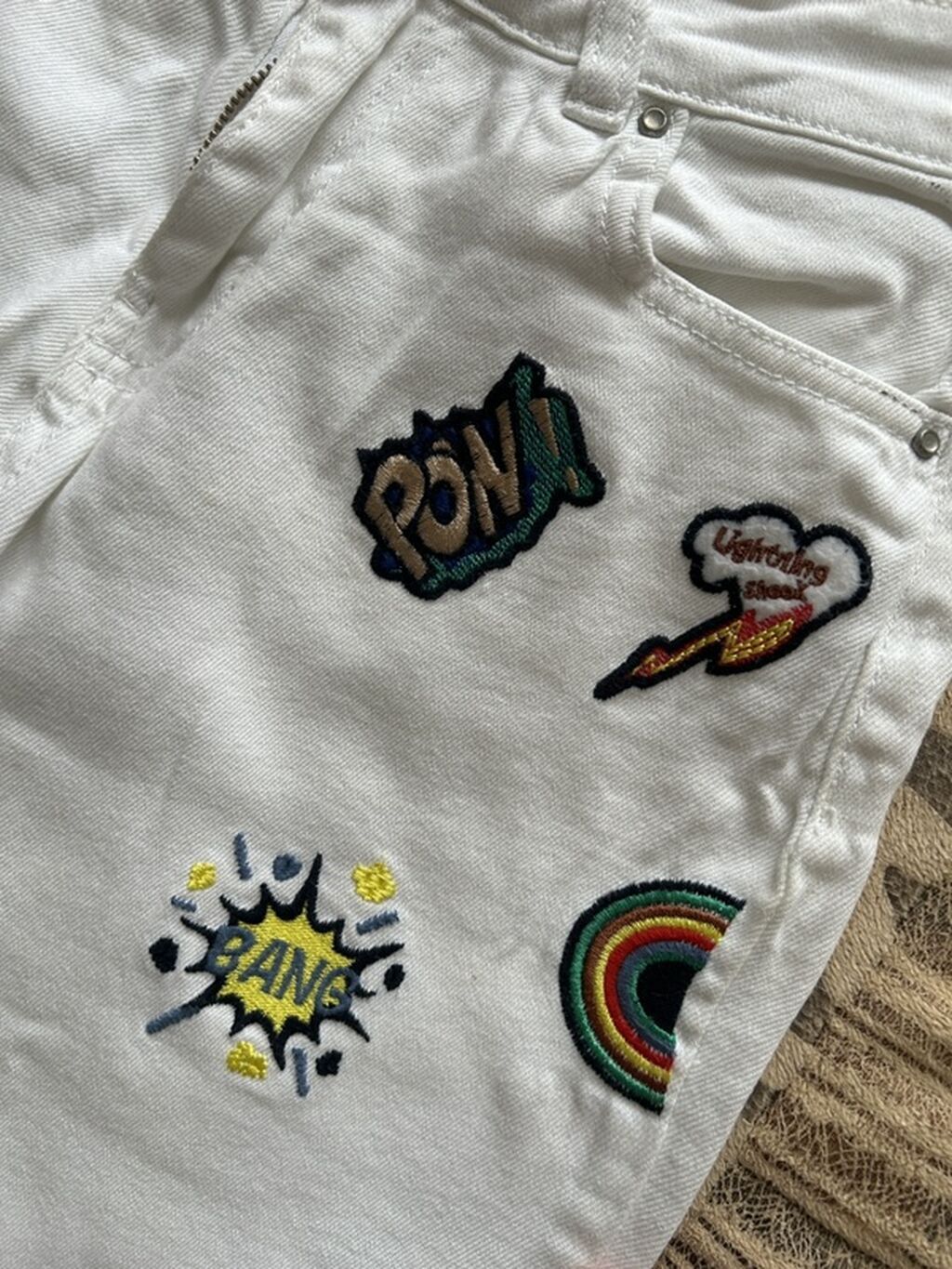 Ağ rəngli dizaynlı cins şalvar – X-love Basıc, ölçü 29. - Material — Uşaq geyimi, Bakı (2)