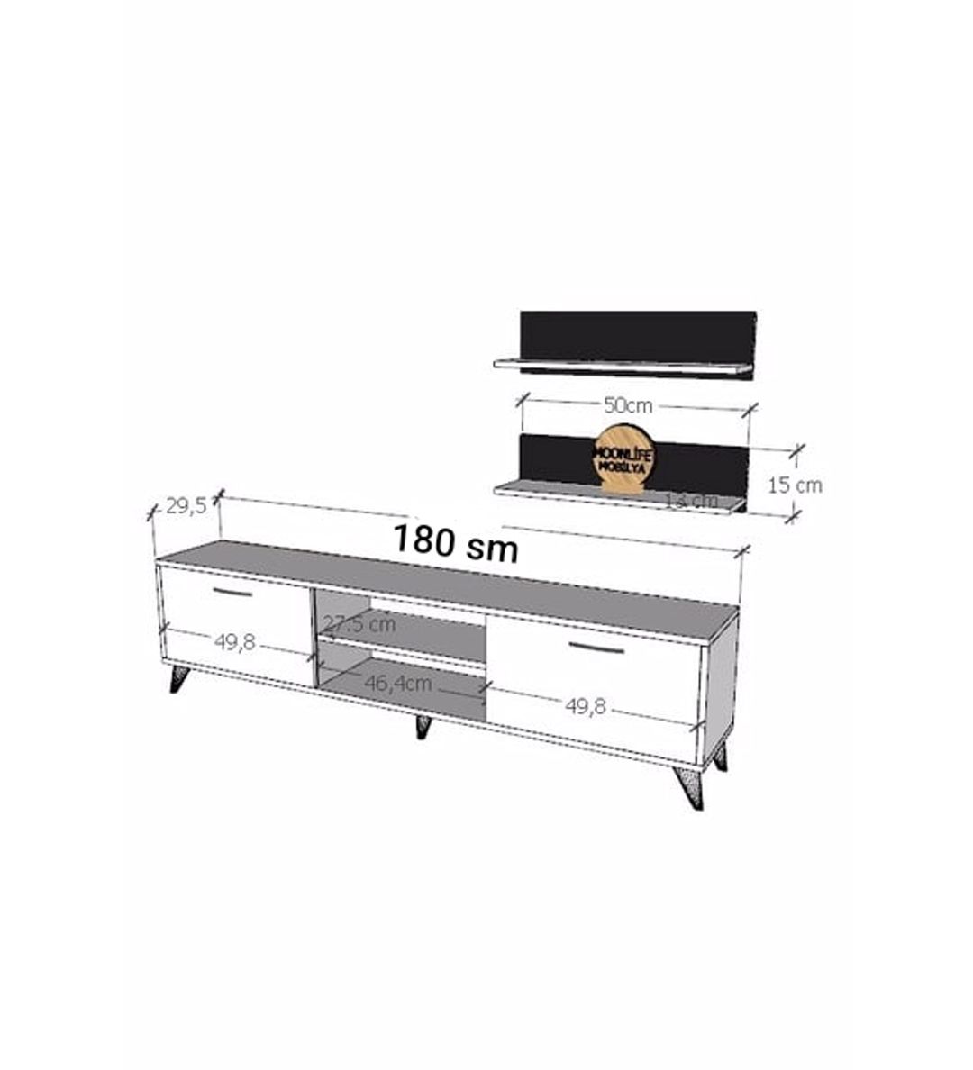 TV üçün tumba ev_12116150, laminat, ağ/qara, 180x30x45 sm — Mallar, Bakı (3)