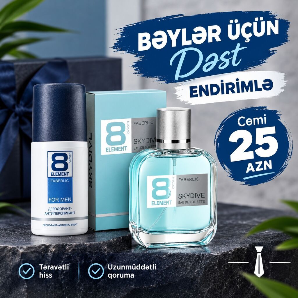 Bəylər üçün 100ml ətir və antiperspirant dəst endirimlə 25azn — Ətir, Qəbələ
