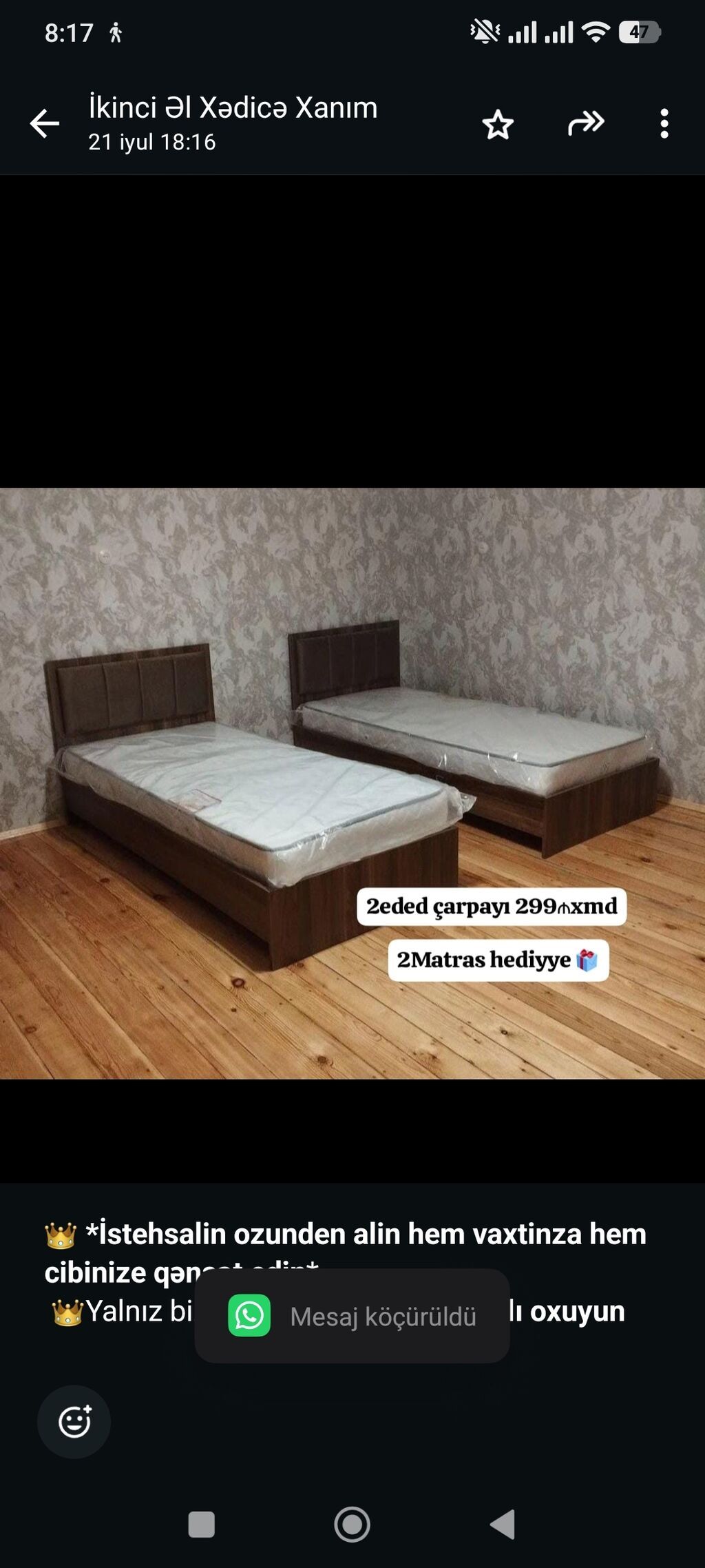 İstehsalin ozunden alin hem vaxtinza hem cibinize qənaət edin — Yataqlar, Bakı