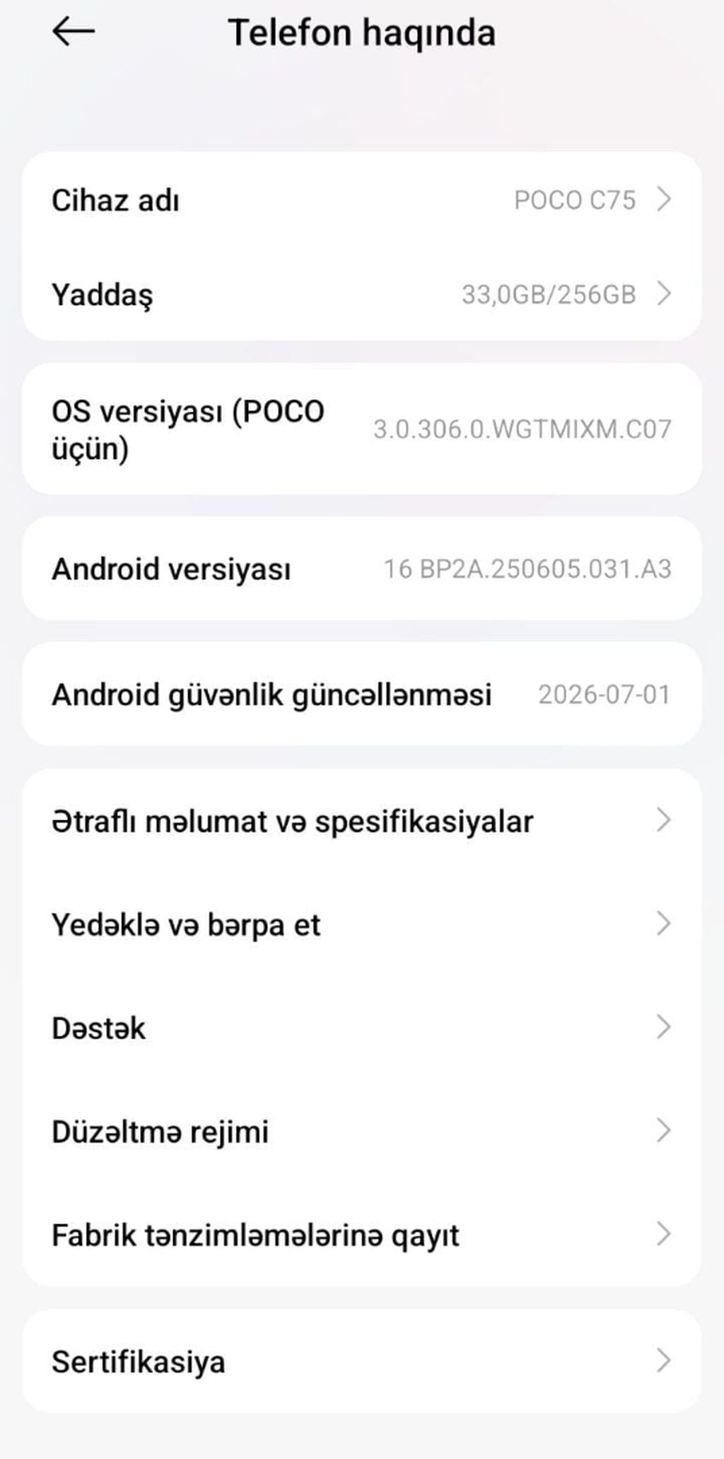 Poco C75, 256 GB, rəng - Yaşıl, Barmaq izi, Face ID — Xiaomi, Bakı (7)