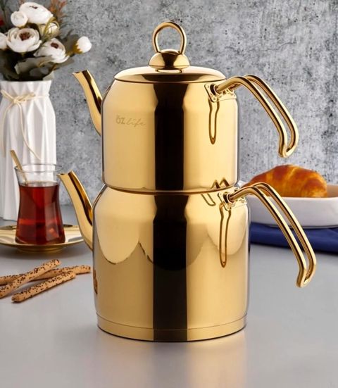 Çaydan dəsti Özlife, paslanmayan polad, qızılı, 1.4/2.2 l — Bakı