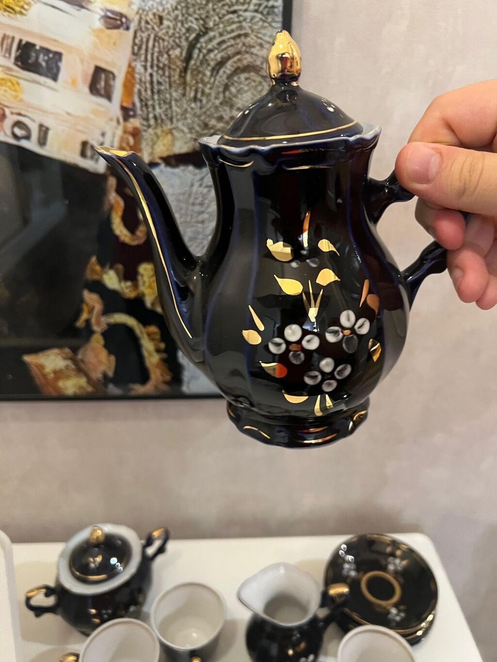Çay dəsti, rəng - Qara, Farfor — Süfrə qabı, Bakı (6)