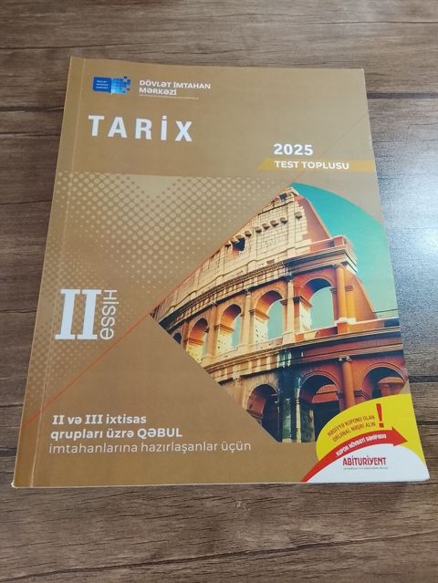 Məhsul: “Tarix – 2025 Test Toplusu”, II hissə, əla vəziyyətdədir — Bakı
