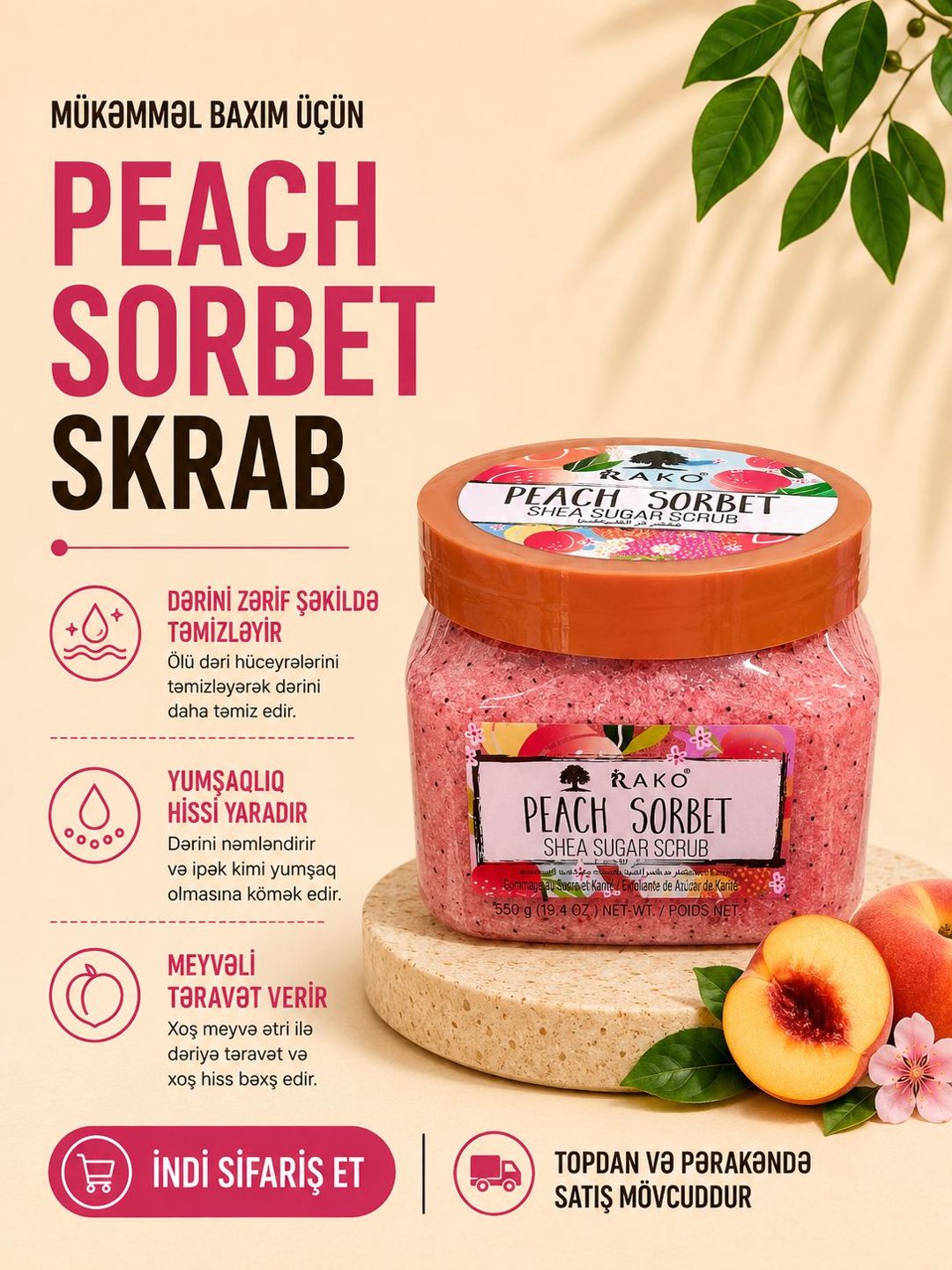 Bədən üçün skrab Rako Peach Sorbet, 550 ml — Mallar, Bakı