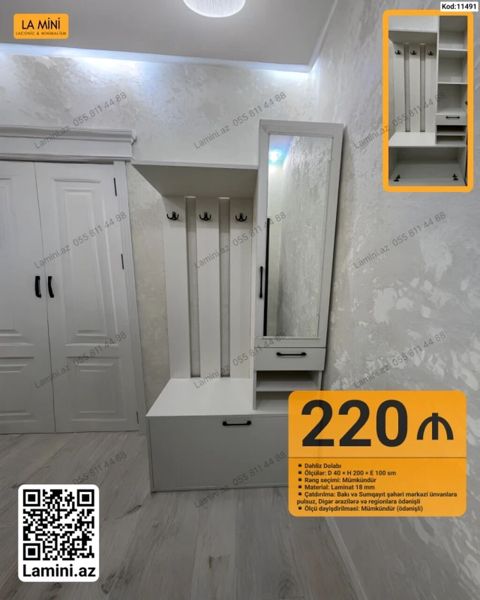Dəhliz dolabı – La Mini, Kod: 11491 - Ölçülər: D 40 H 200 E 100 — Bakı