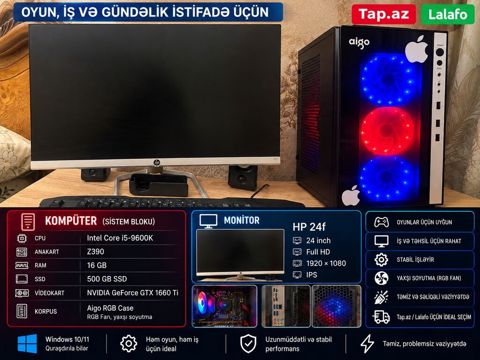 Oyun və montaj üçün yığılmış komputerdir. Sürətlidir. Hec bir donma — Bakı