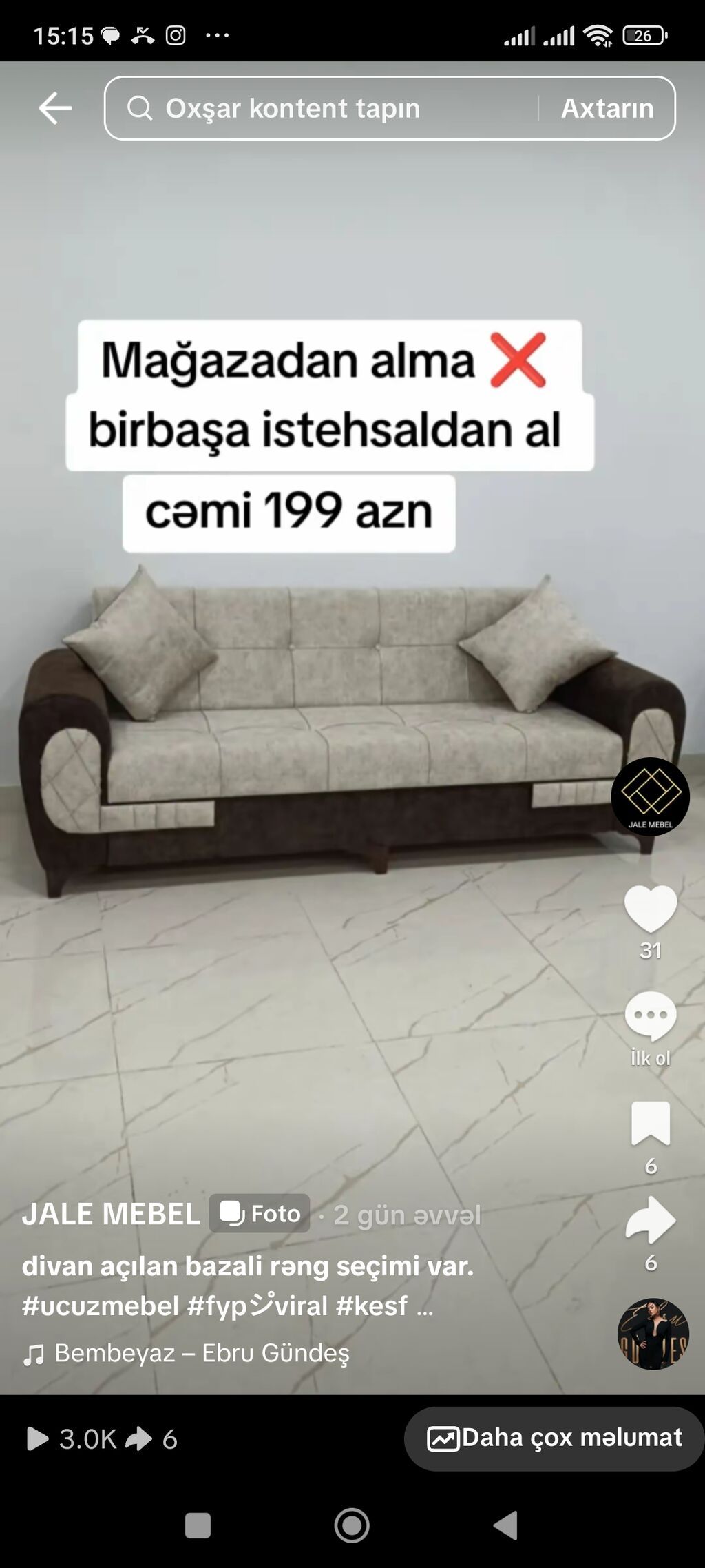 Divan-kravat, Yeni, Açılan, Bazalı, Parça — Divanlər, Bakı