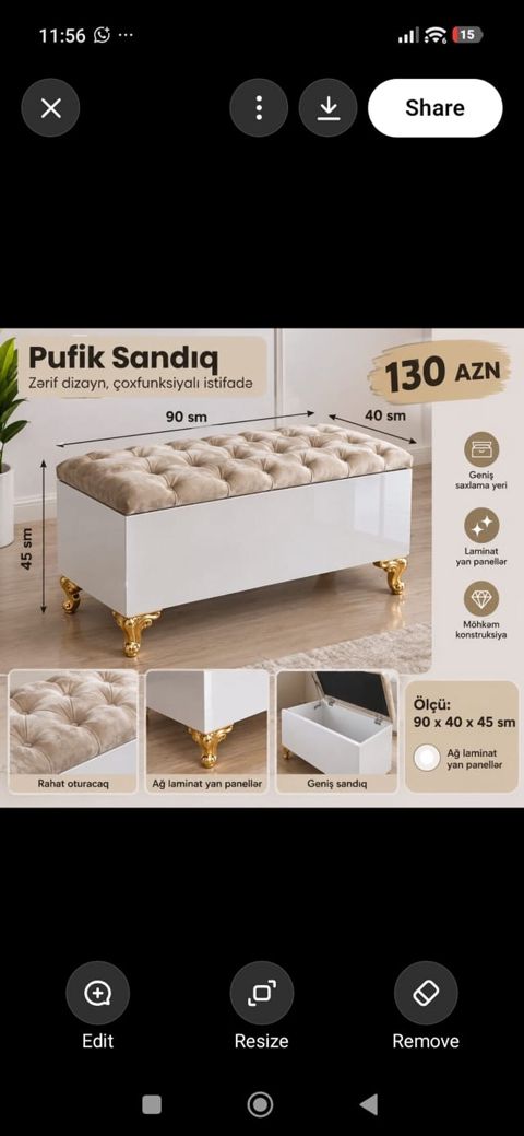 Yeni, Pufik oturacaq, Parça, rəng - Ağ — Digah