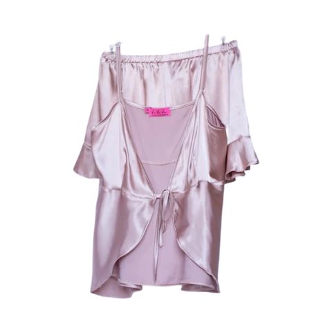 Qadınlar üçün Şortlu pijama dəsti Vixen 2301165000002, çəhrayı, satin, ölçü S — Bakı